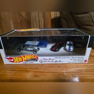 Hot Wheels Premium Collector Jay Leno’s Garage Set, 3 Cars & 1 Transporter